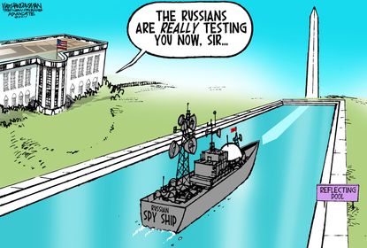 Political Cartoon U.S. Donald Trump White House Russia Washington Monument