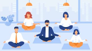 Illustration of office workers meditating