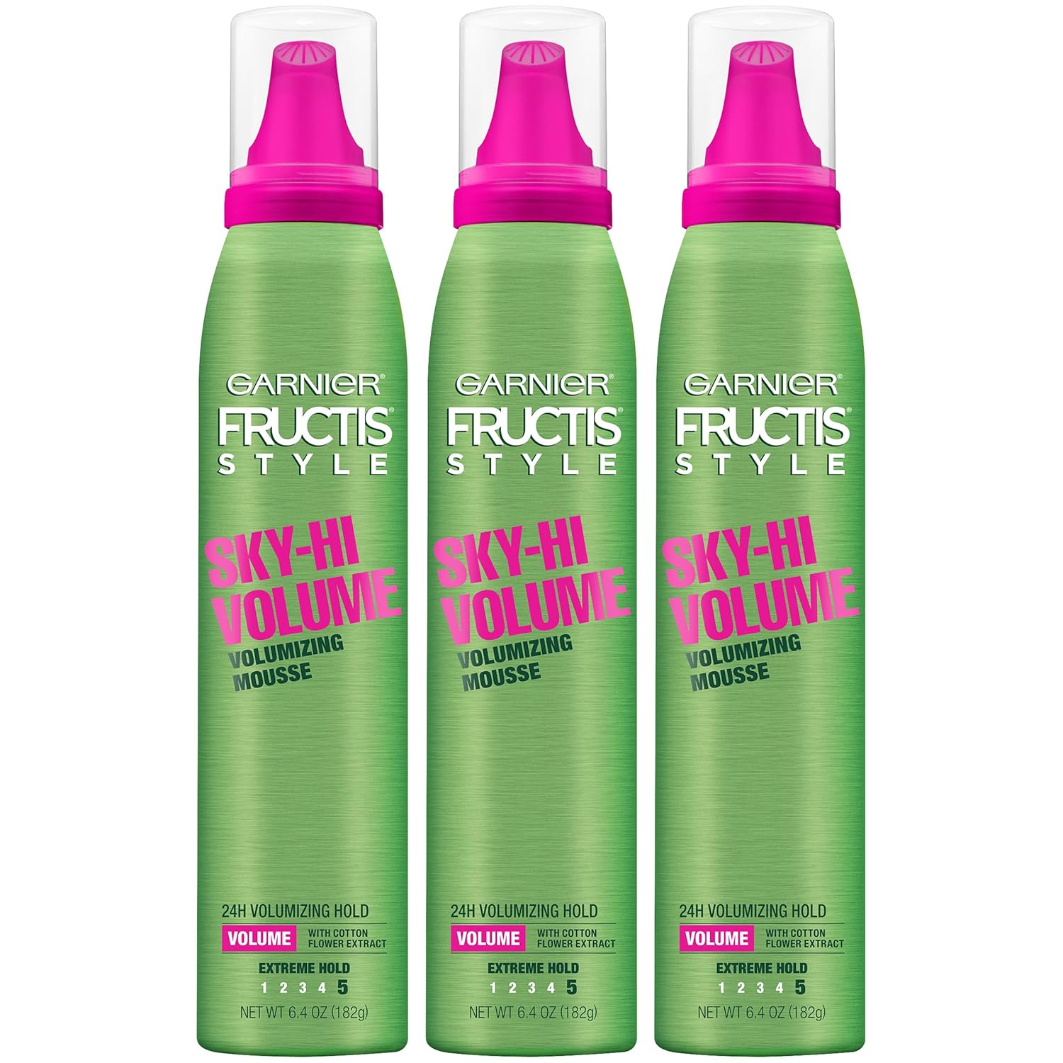Garnier Fructis Style Sky-Hi Volume Mousse, Extreme Hold, 6.4 Oz, 3 Count (packaging May Vary)