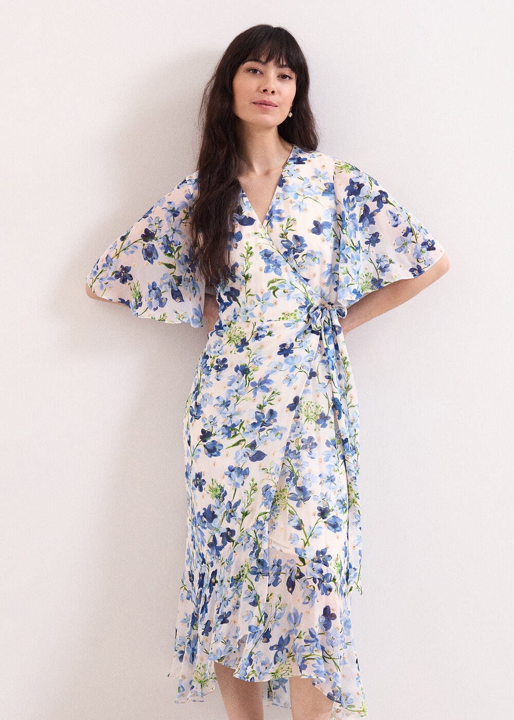 Juliette Cream Floral Shimmer Midi Dress