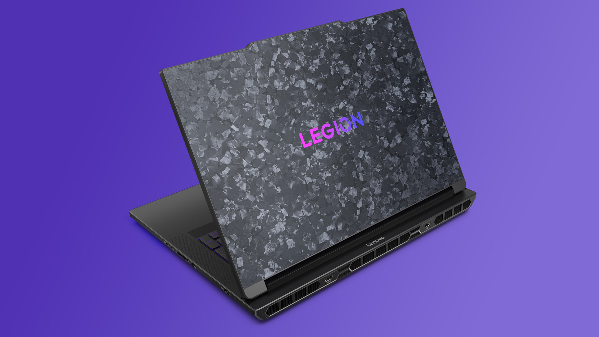 Lenovo Legion 9i Gen 10 gaming laptop on a purple gradient background.