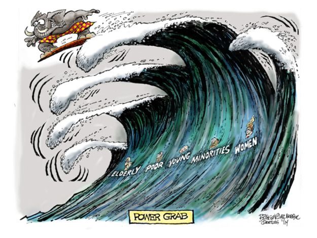 Political cartoon GOP wave minorities women poor