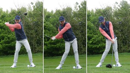 PGA pro Alex Elliott demonstrating how to start the downswing in golf