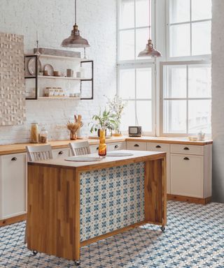 Fired Earth Kelmscott tiles in a modern rustic kitchen