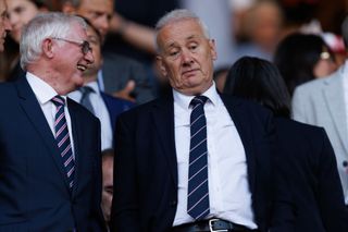 EFL Chairman Rick Parry (R) during the UEFA Nations League League A Group 3 match between England and Hungary at Molineux on June 14, 2022 in Wolverhampton, United Kingdom.