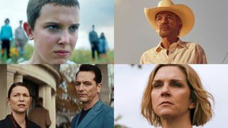 (clockwise from top left): Stranger Things; Landman; Pluribus; Beast in Me