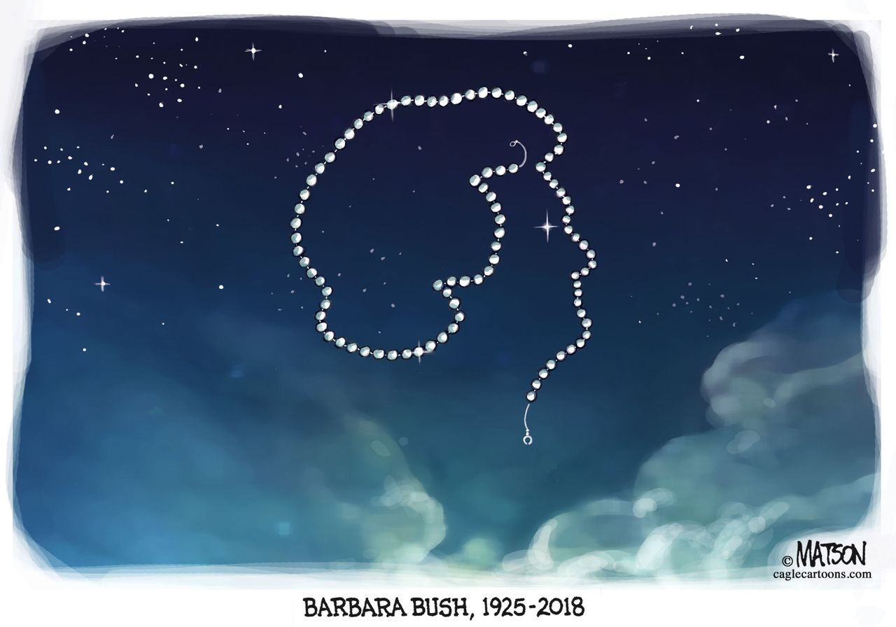 Editorial cartoon U.S. Barbara Bush death legacy