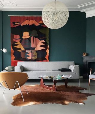 IKEA KOLDBY rug in a green painted living room