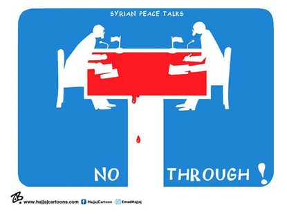 Political cartoon Syrian peace talks