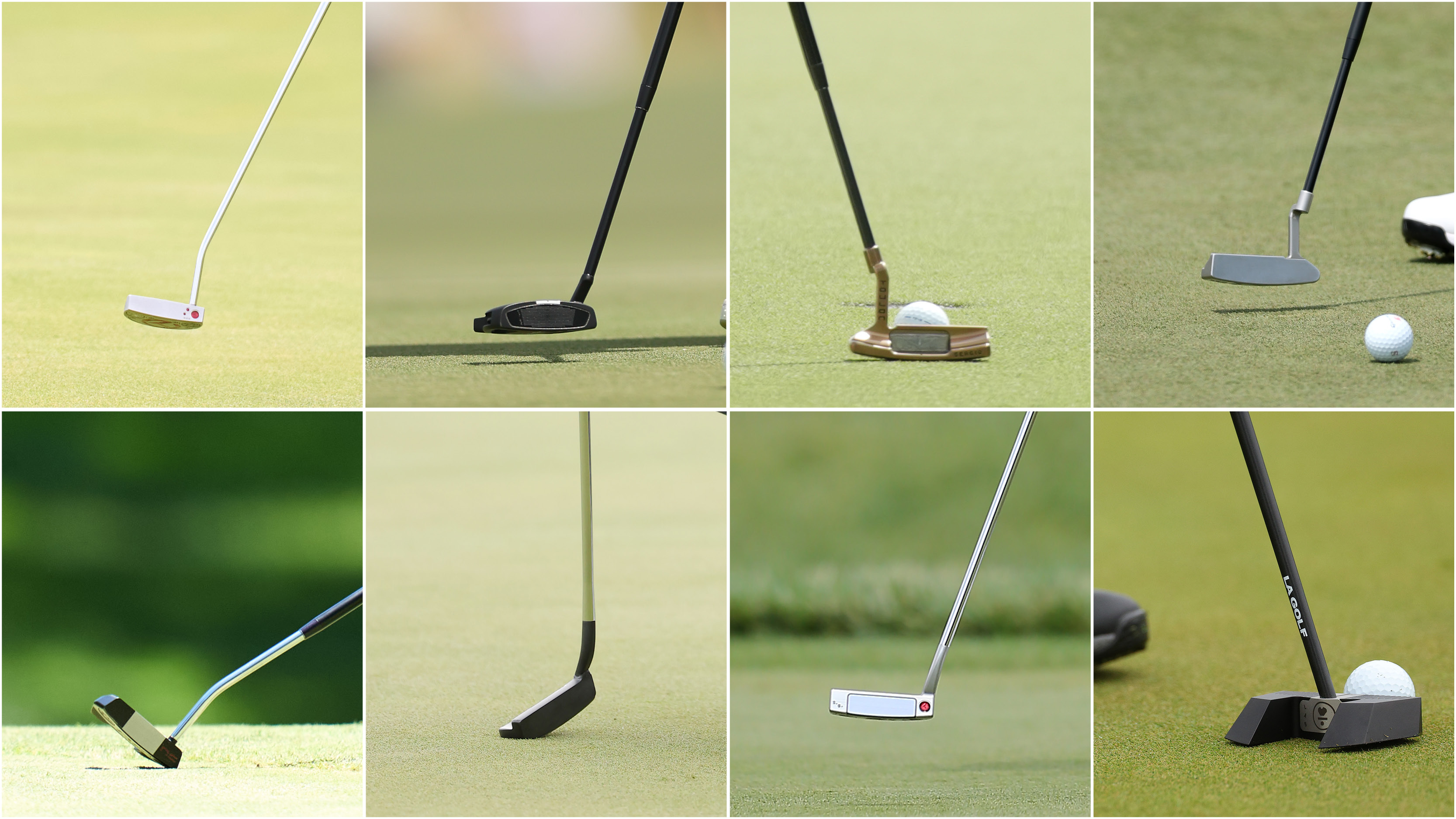 Eight putters in a montage