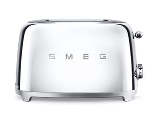 Silver SMEG toaster on a white background