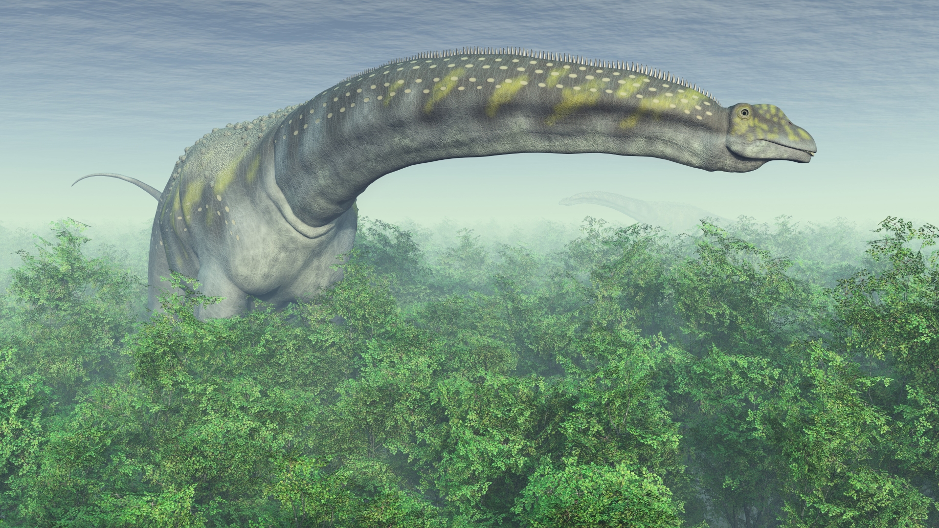 Una ilustración en 3D del Argentinosaurus, posiblemente el dinosaurio más grande que jamás haya existido.