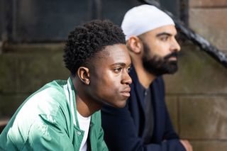 DeMarcus Westwood opens up to Zain in Hollyoaks. 