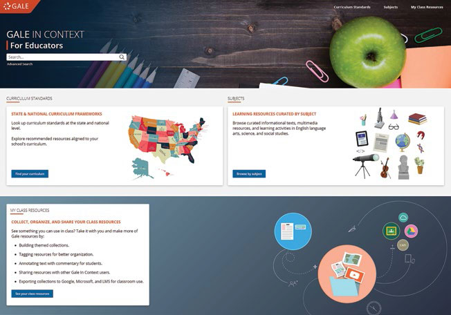 Gale, A Cengage Company, Gale In Context: For Educators