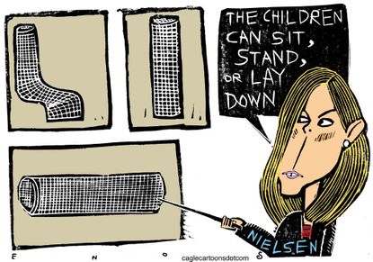 Political Cartoon U.S. Kirstjen Nielsen cages border children
