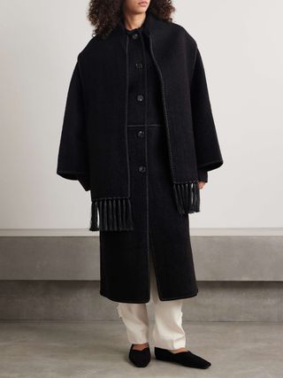 Draped Fringed Wool-Blend Bouclé Jacket