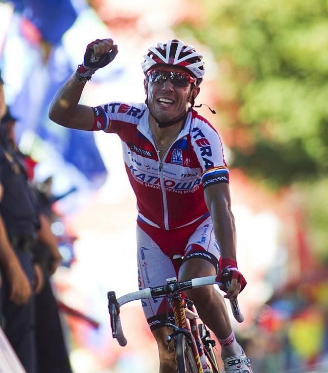 Joaquim Rodriguez (Katusha) celebrates a stage win in the Vuelta