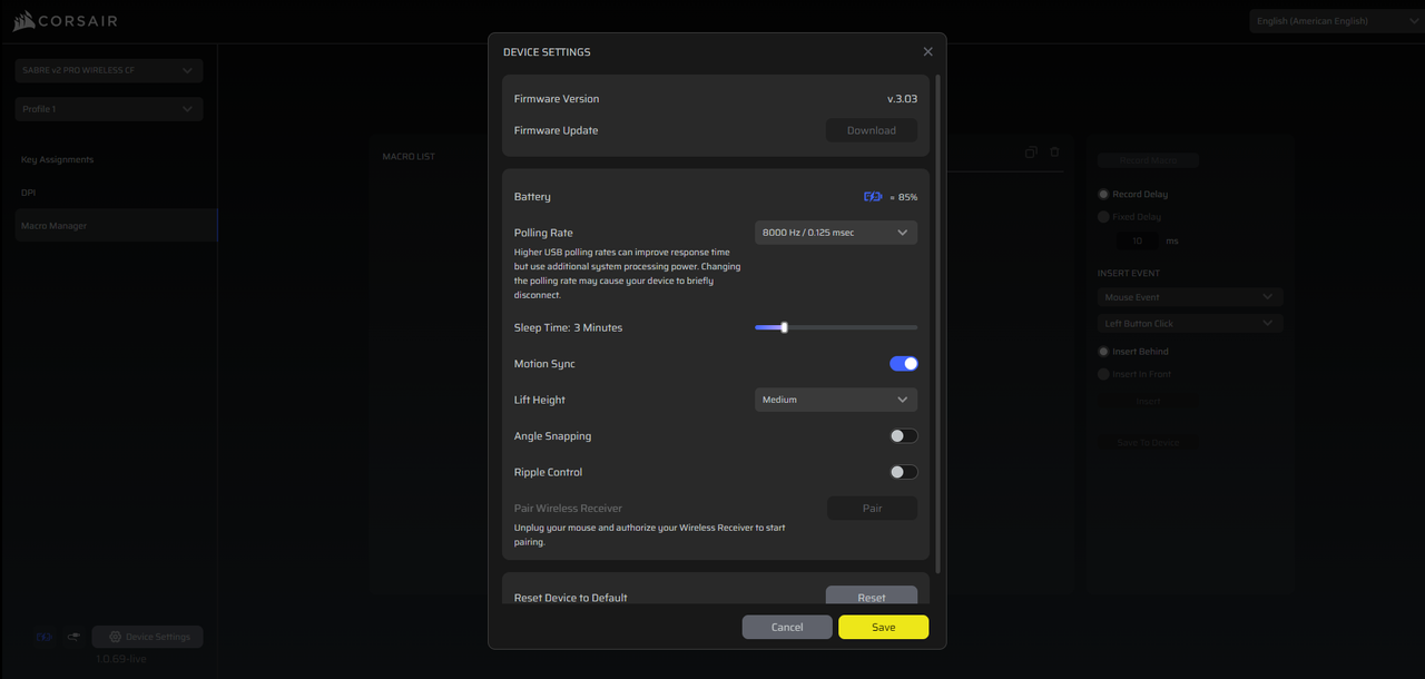 Corsair Sabre V2 Pro Wireless CF