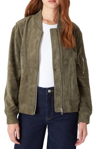 Faux Suede Bomber Jacket