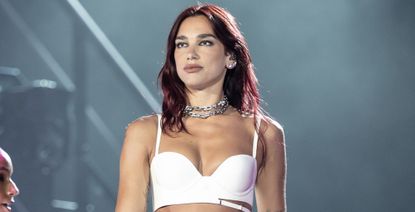 dua lipa white bra tiffany necklace