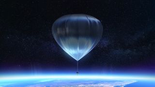Artist's illustration of Space Perspective's balloon-borne Spaceship Neptune capsule in the stratosphere.