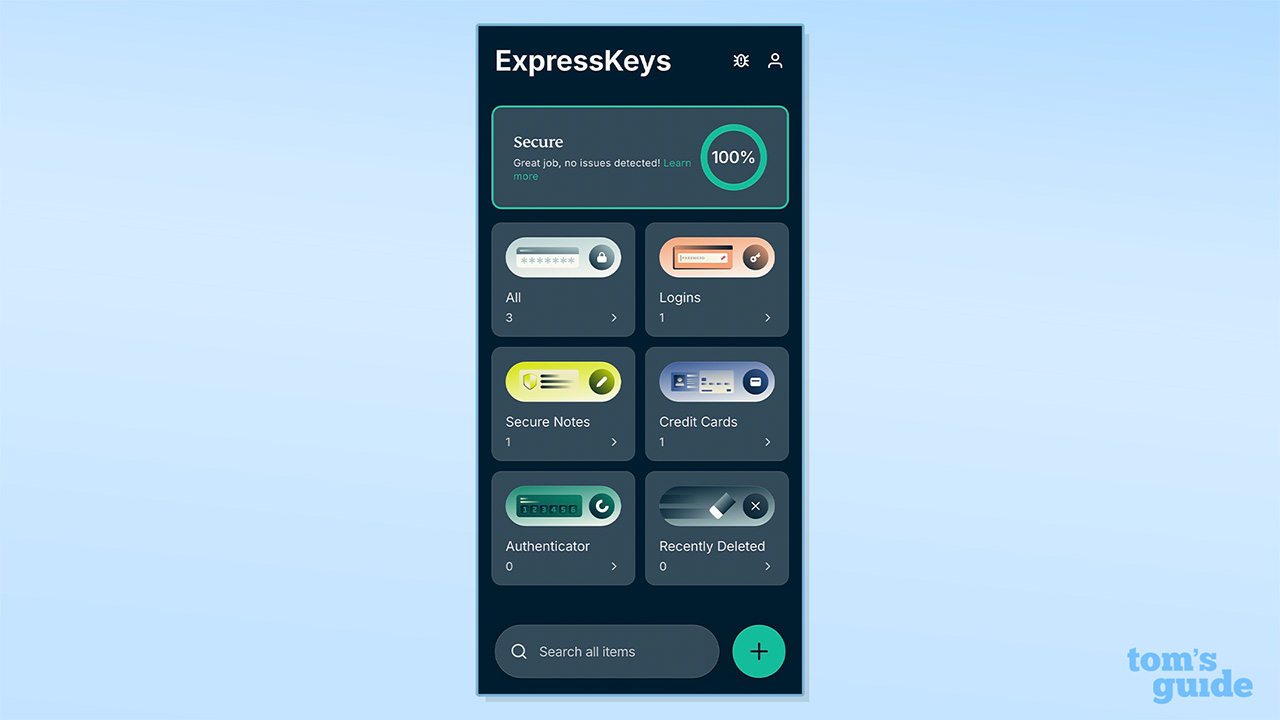 اسکرین شات داشبورد موبایل ExpressKeys