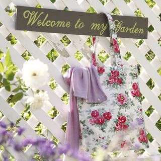 garden sign and a floral bag
