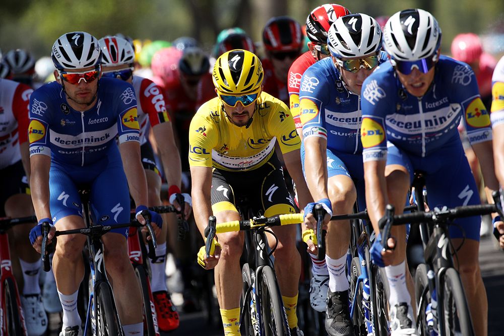 Overall leader Julian Alaphilippe (Deceuninck-QuickStep) during stage 4 at the Tour de France