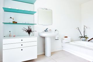white bathroom in a self build home