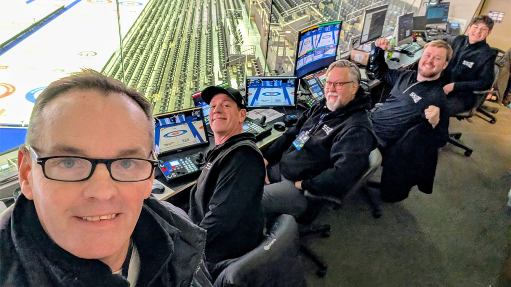 John Benton of Stadium Sports Network and crew at the U.S. Curling Trials.