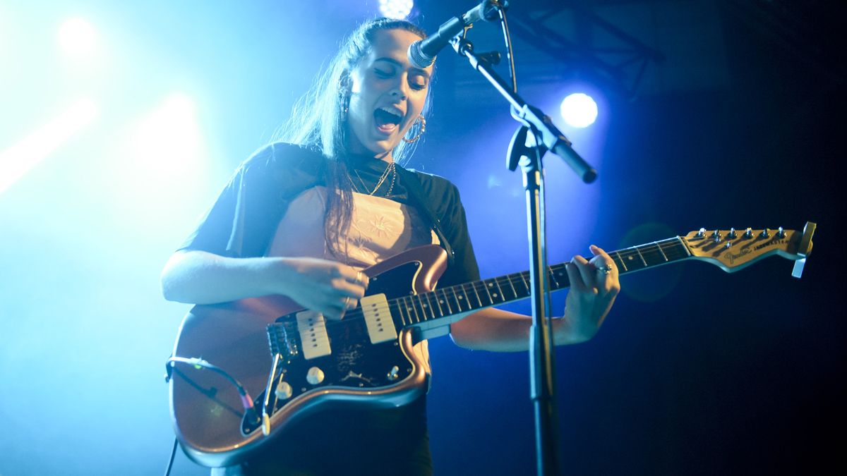 Ana García Perrote of the Spanish band Hinds performs onstage during Mondosonoro Magazine 25 Anniversary Party at La Riviera on November 07, 2019 in Madrid, Spain.