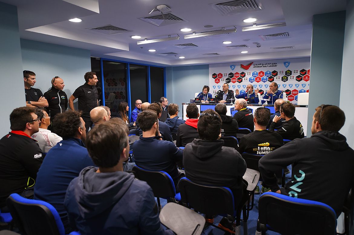 Organisers meet with the teams