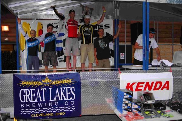 100-mile Men's podium: 1st - Jeff Schalk, 2nd - Michael Simonson, 3rd - Brandon Draugelis, 4th - Christian Tanguy, 5th - Josh Tostado