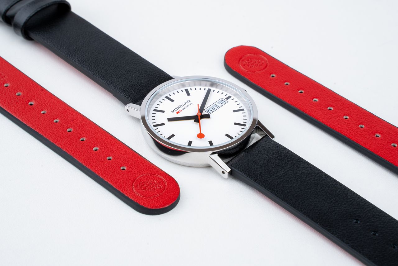 Mondaine watch, now available with vegan leather watch strap