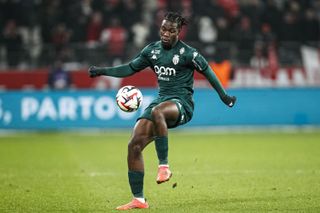 Wilfried Singo in action for Monaco against Stade de Reims in December 2024.