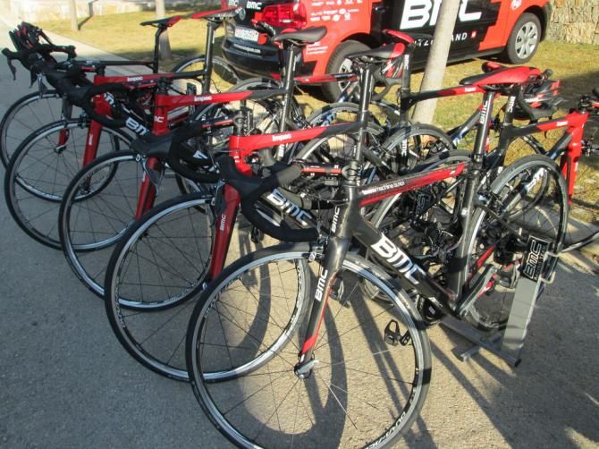 The bikes await the BMC team