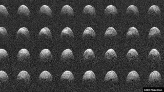 These grainy images show how Phaethon's appearance changes throughout a single rotation.