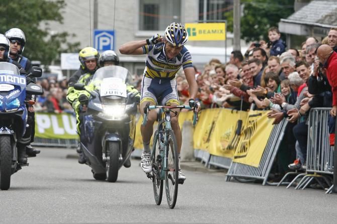 Johnny Hoogerland (Vacansoleil) celebrates his win in the Dutch road championships