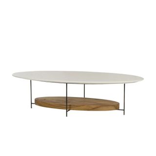 coffee table with white marble top and metal legs