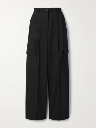 Maesa Pleated Woven Wide-Leg Cargo Pants