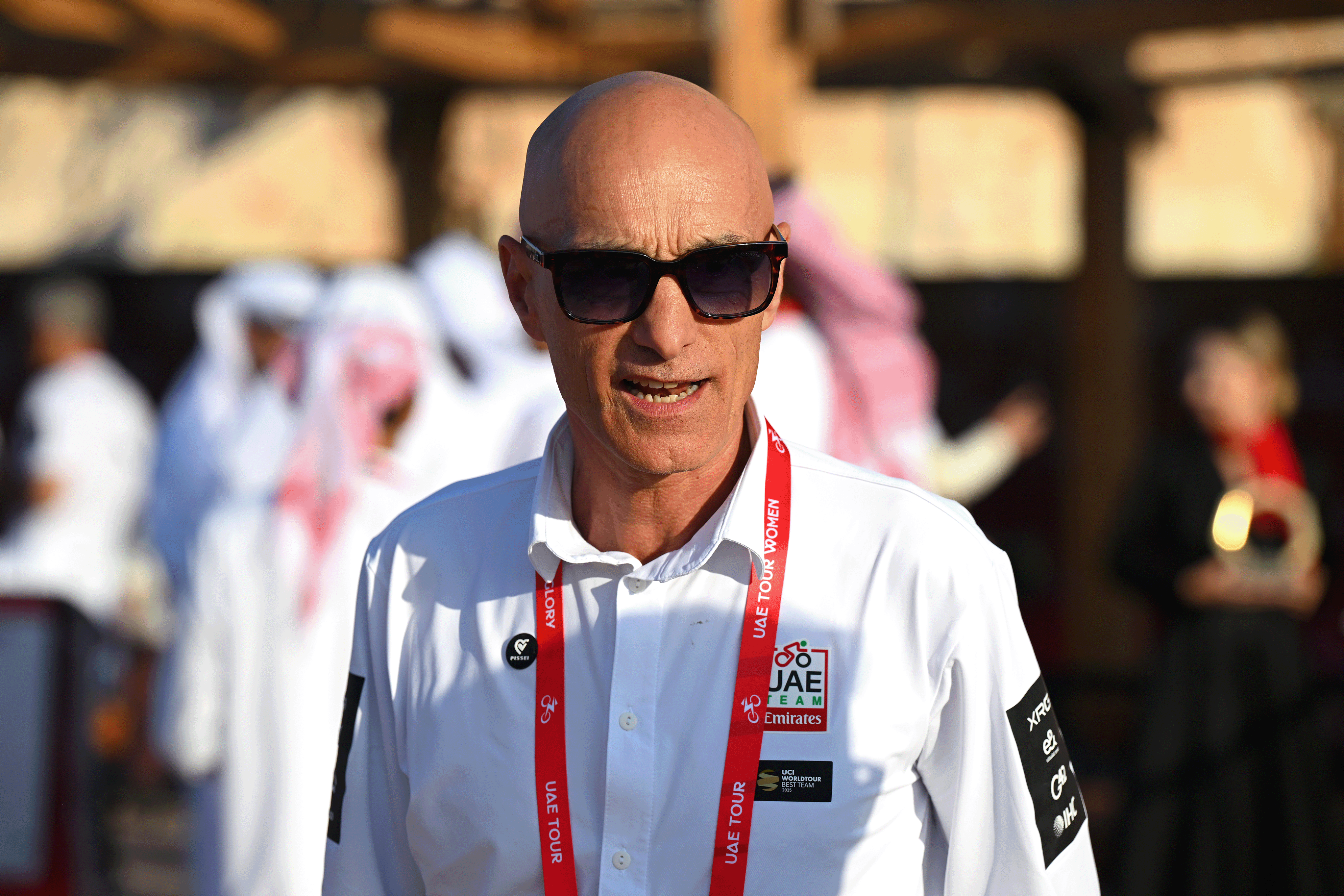 JEBEL HAFEET, UNITED ARAB EMIRATES - FEBRUARY 21: Mauro Gianetti of Italy, General manager of UAE Team Emirates after the 8th UAE Tour 2026, Stage 6 a 168km stage from Al Ain Museum to Jebel Hafeet 1036m / #UCIWT / on February 21, 2026 in Jebel Hafeet, United Arab Emirates. (Photo by Tim de Waele/Getty Images)