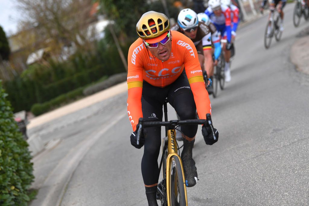 KUURNE BELGIUM MARCH 01 Greg Van Avermaet of Belgium and CCC Team during the 72nd KuurneBrusselKuurne 2020 a 201km race from Kuurne to Kuurne KBK20 KuurneBxlKuurne KBK on March 01 2020 in Kuurne Belgium Photo by Tim de WaeleGetty Images