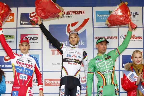 Kevin Pauwels (Sunweb-Revor), Niels Albert (BKCP-Powerplus) and Sven Nys (Landbouwkrediet)