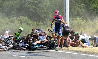 A crash on stage three of the 2015 Tour de France