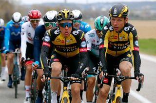 BOLLNE FRANCE MARCH 11 Steven Kruijswijk of Netherlands and Team Jumbo Visma Tony Martin of Germany and Team Jumbo Visma during the 79th Paris Nice 2021 Stage 5 a 200km stage from Vienne to Bollne ParisNice on March 11 2021 in Bollne France Photo by Bas CzerwinskiGetty Images