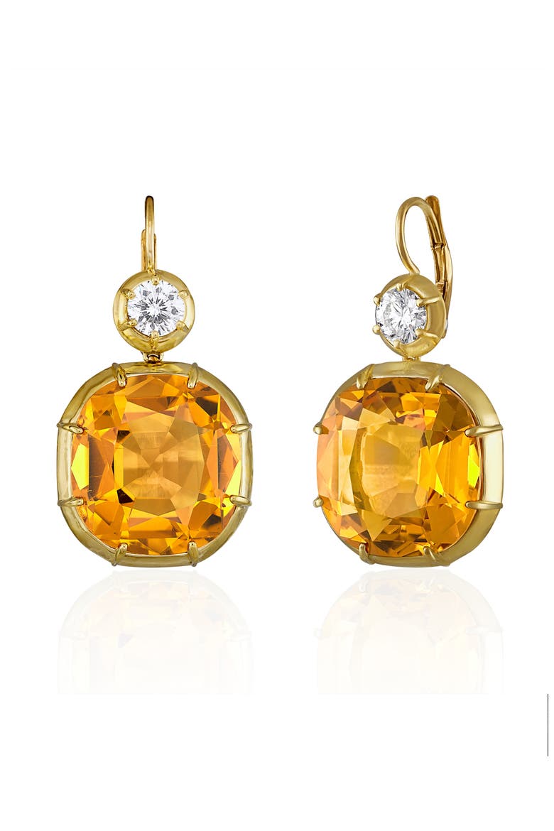 Imperial Citrine &amp;amp; Diamond Drop Earrings