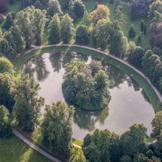 An aerial photo of Princess Diana's island grave