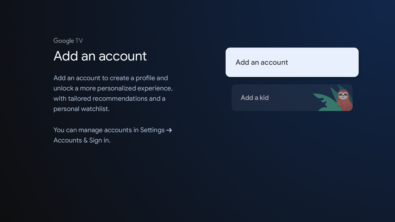 Google TV personalized profiles
