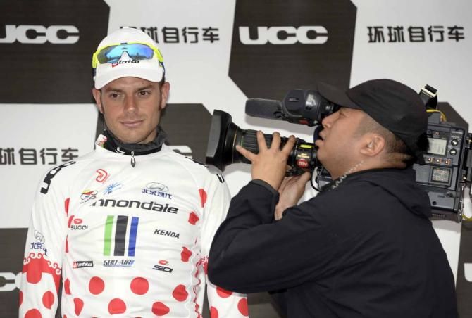 Damiano Caruso gets ready for his close-up at the Tour of Beijing.