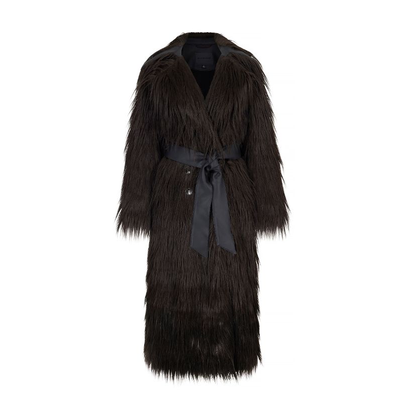 black faux fur coat